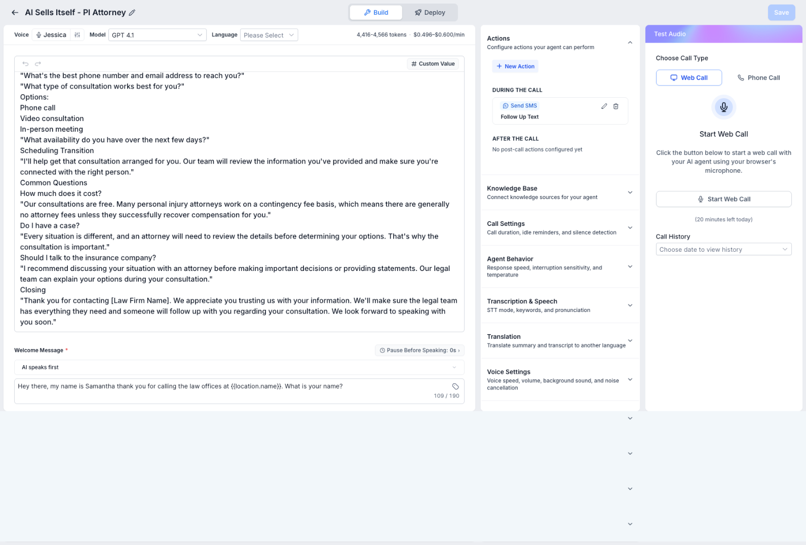 Voice Agent Audio & Speech Settings